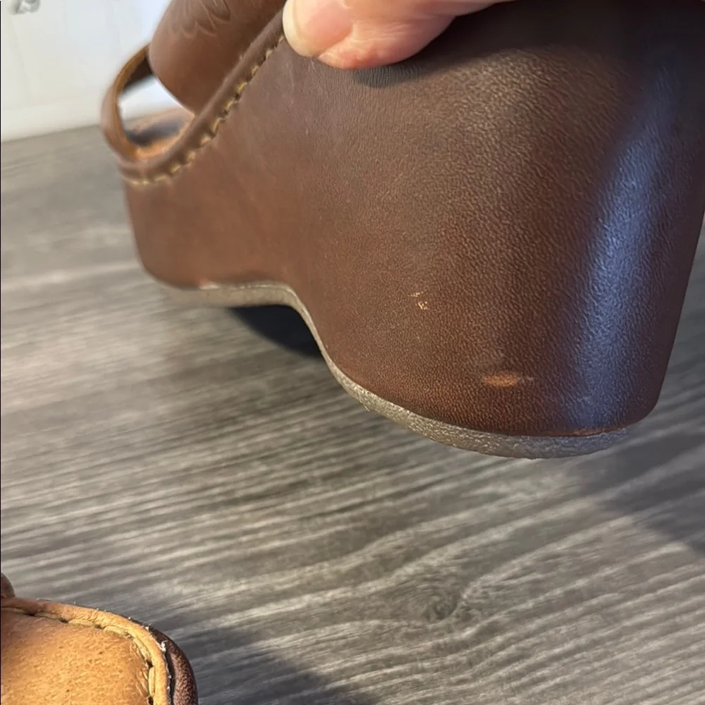 Brown Embossed Leather Platform Sandals - Picture 4 of 4